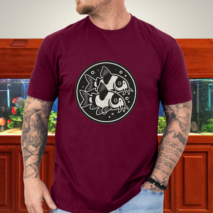Double the Charm Tee – Panda Corydoras Retro Woodcut