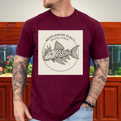 Bristlenose Pleco Tee – Monochrome Etching Style Design