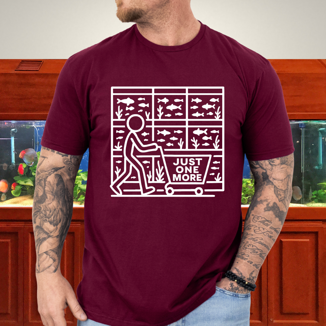 One More Tank T-Shirt – Stick Figure Aquarium Hobby Humor
