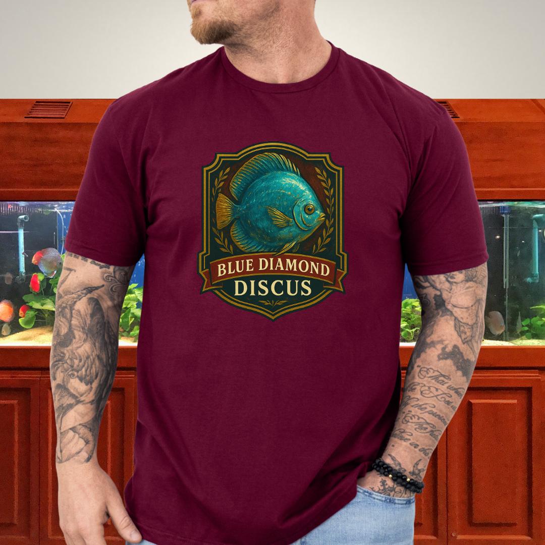 Blue Diamond Discus Retro Crest T-Shirt-T-Shirt-Fish &amp; Friends Tees