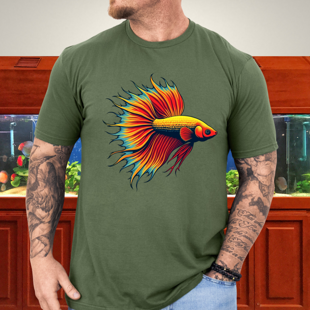 Bubbly Betta T-Shirt – Fiery Siamese Fighting Fish Design for Tropical Aquarium Lovers