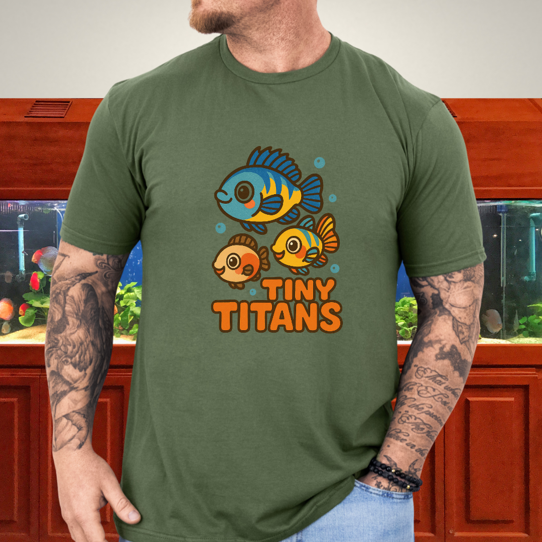Tiny Titans Tee – Kawaii Dwarf Cichlid Cartoon Design