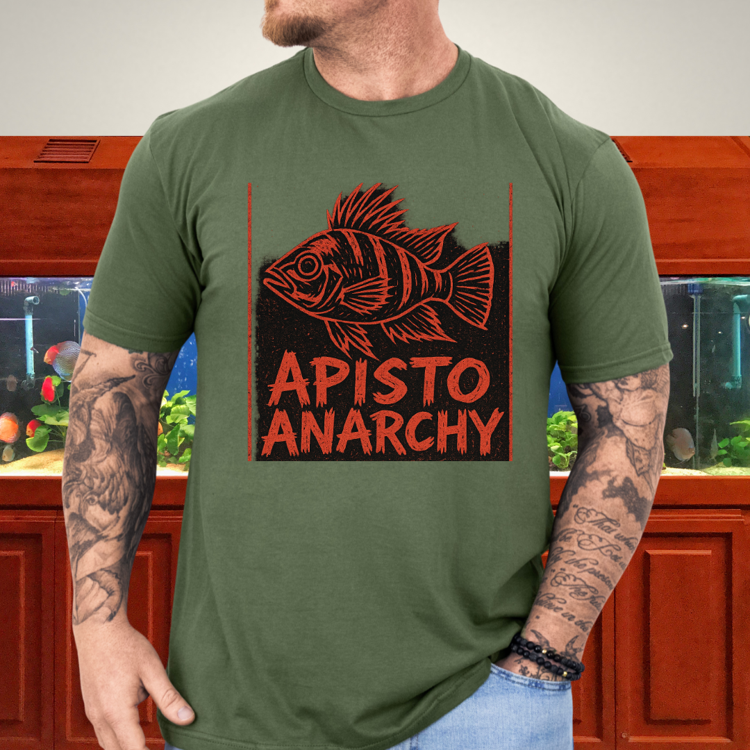 Apisto Anarchy Tee – Punk Band Poster Cichlid Design