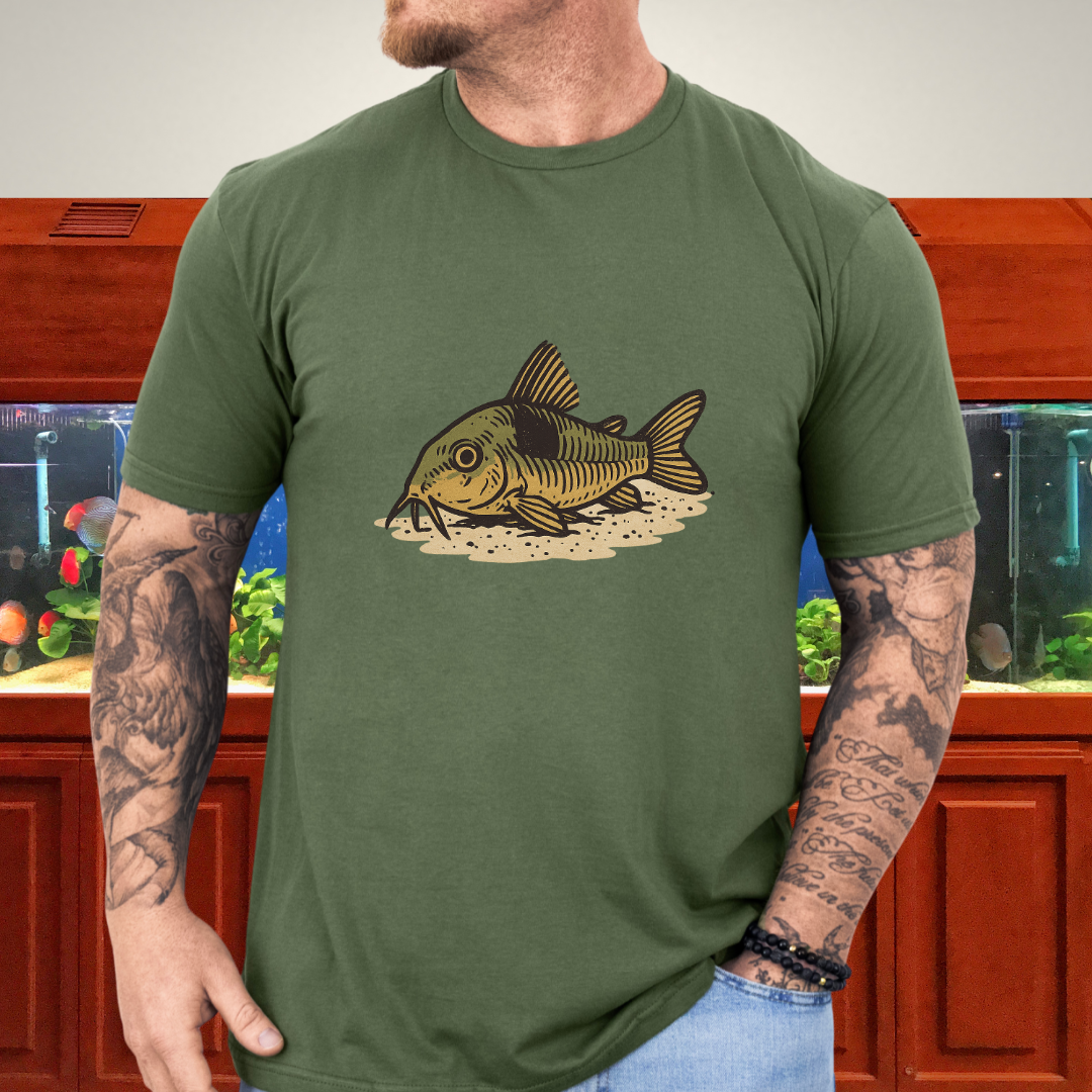 Bronze Corydoras Tee – Realistic Sand Rest Design