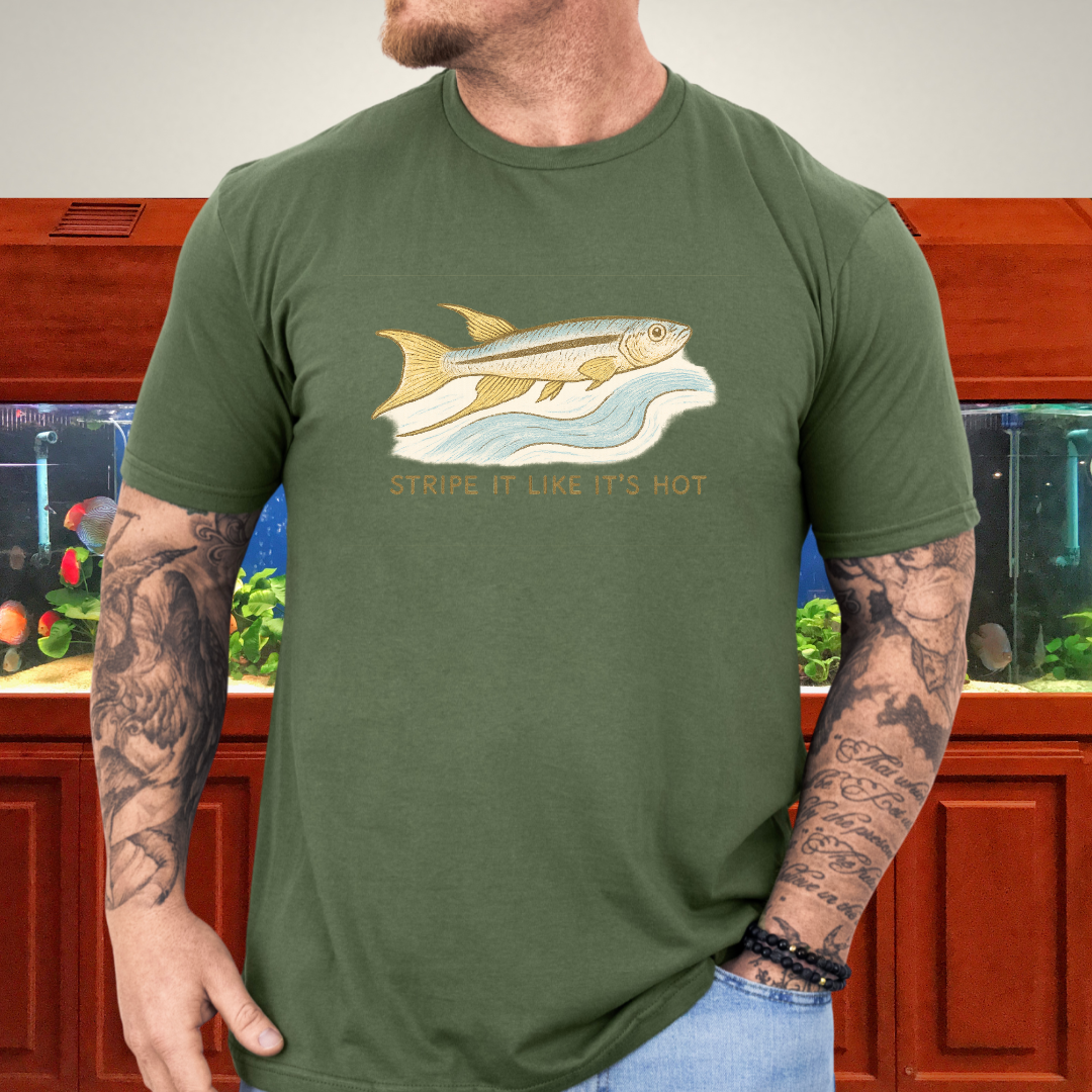 Stripe It Like It’s Hot Tee – Bivittatum Killifish Surreal Design