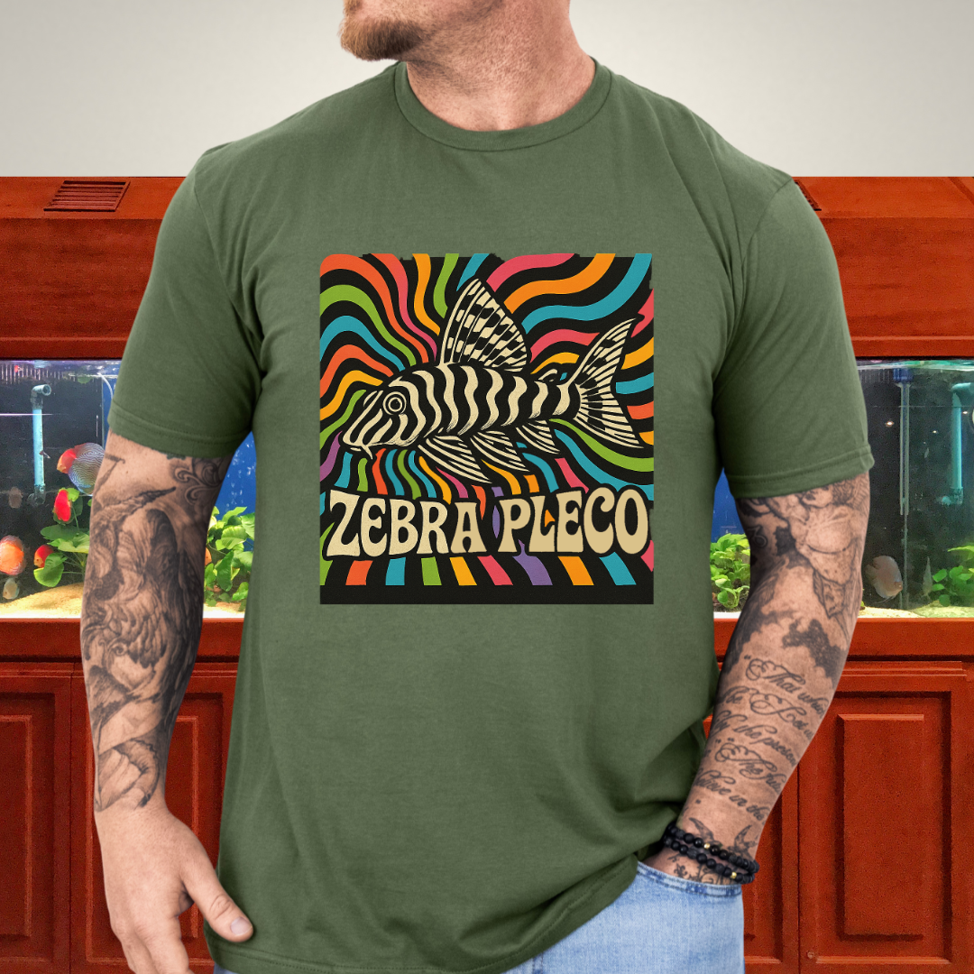 Zebra Pleco Tee – Psychedelic Rainbow Catfish Design
