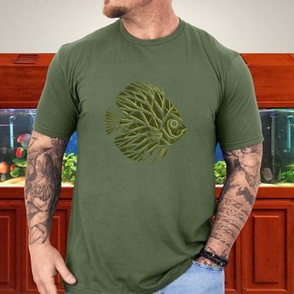 Leaf Vein Discus Tee – Modern Geometric Fish Design