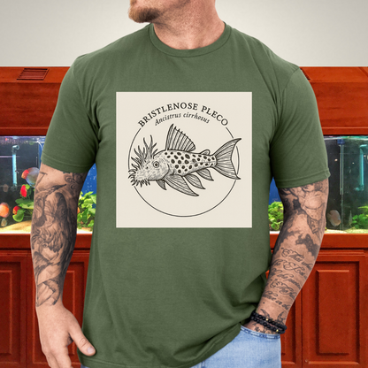 Bristlenose Pleco Tee – Monochrome Etching Style Design