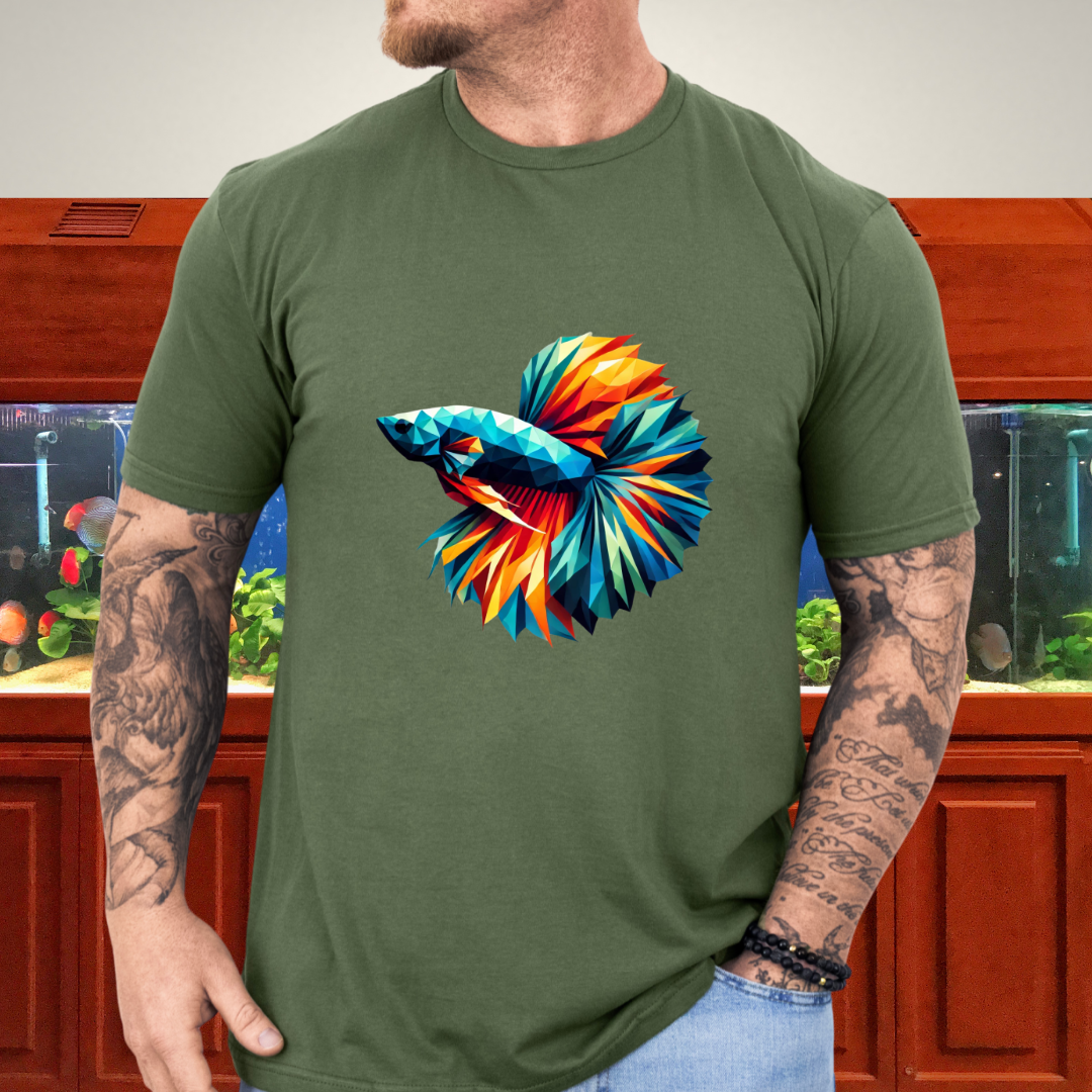 Geometric Betta Fish T-Shirt – Polygon Art Aquarium Style
