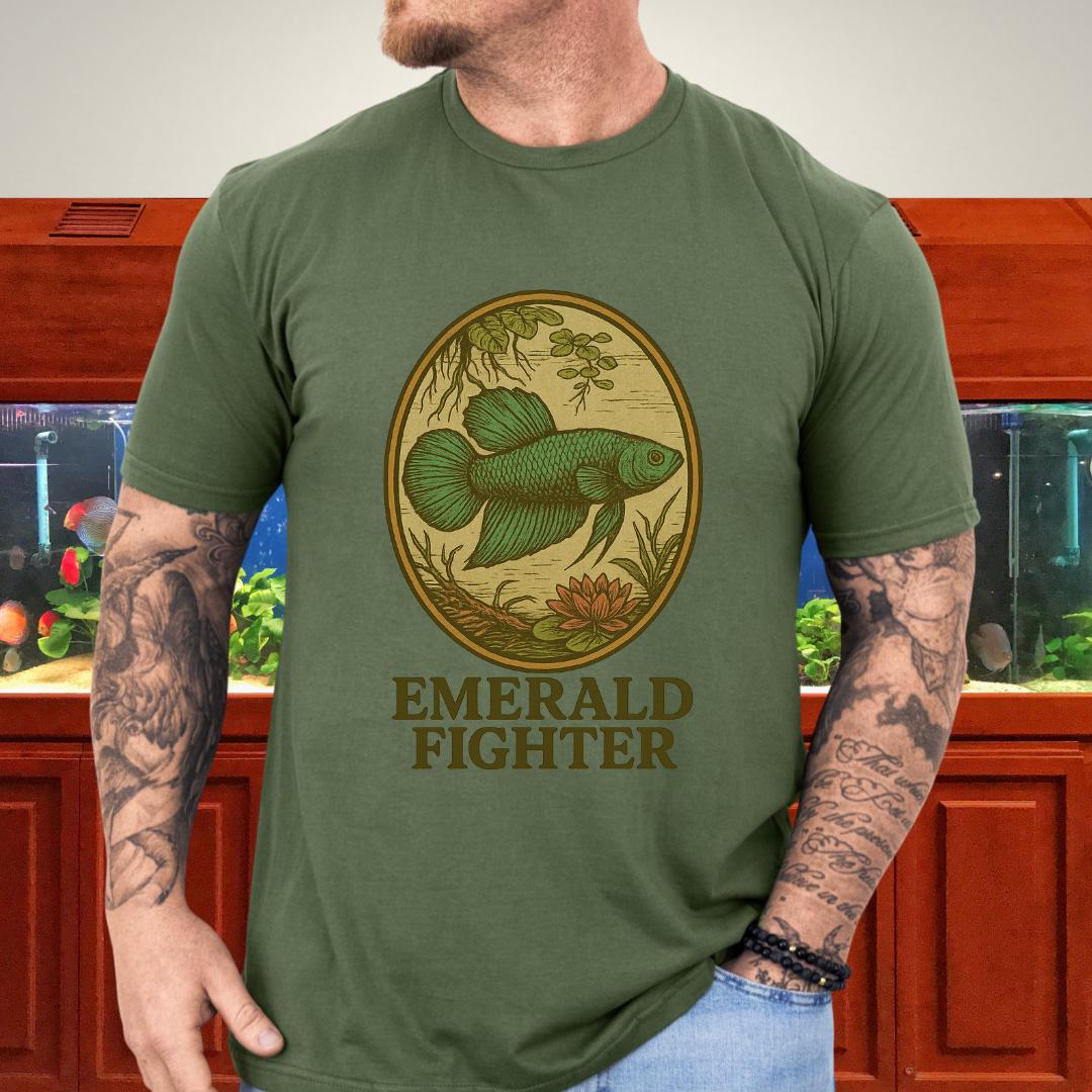 Emerald Fighter Wild Betta Smaragdina T-Shirt – Retro Nature Print-T-Shirt-Fish &amp; Friends Tees