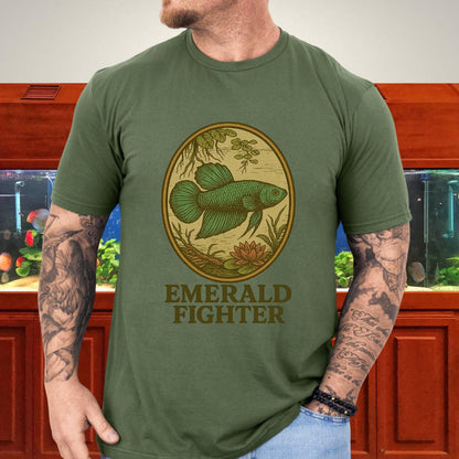 Emerald Fighter Wild Betta Smaragdina T-Shirt – Retro Nature Print-T-Shirt-Fish &amp; Friends Tees
