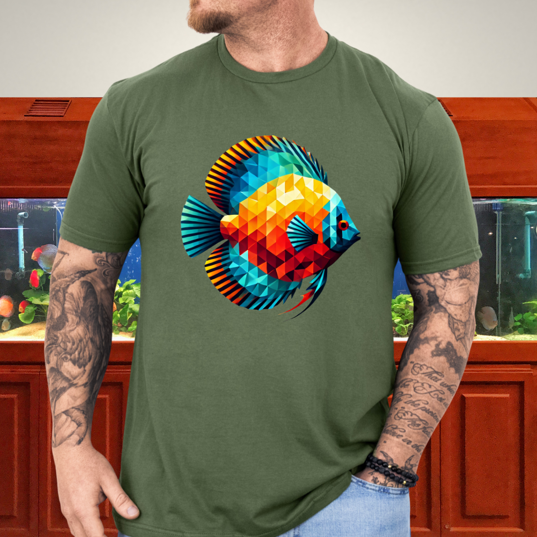 Geometric Discus Fish T-Shirt – Polygonal Aquarium Art