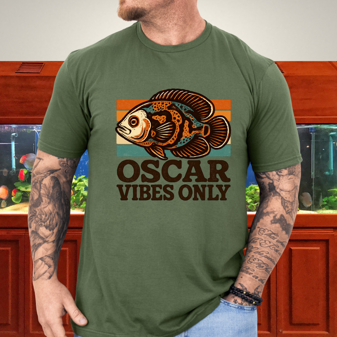 Retro Oscar Cichlid T-Shirt – 70s Groovy Fish Vibes
