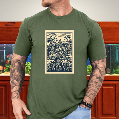 Ukiyo-e Trilineatus Tee – Japanese Wave Corydoras Design
