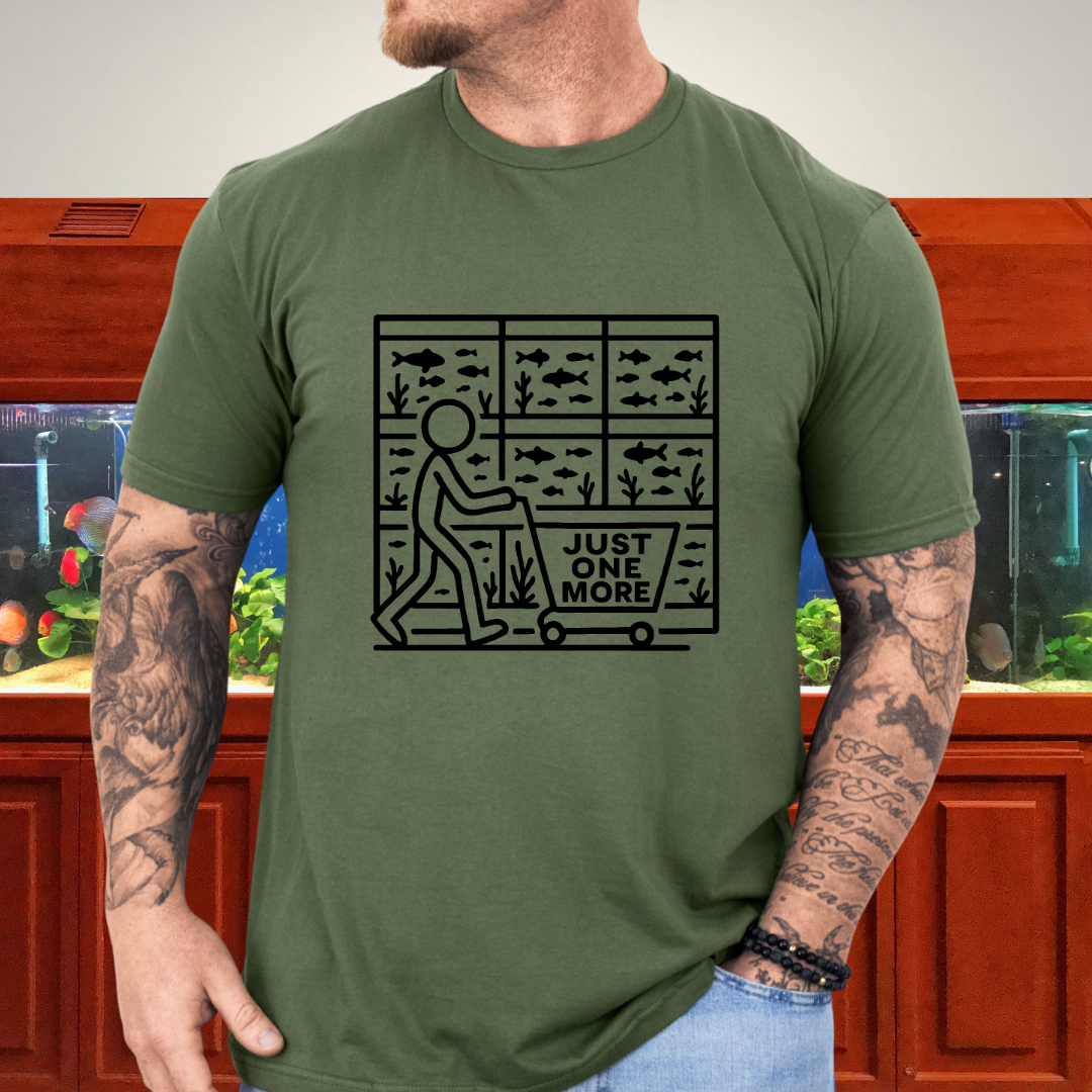 One More Tank T-Shirt – Stick Figure Aquarium Hobby Humor