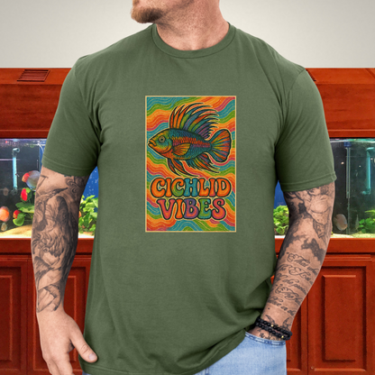 Cichlid Vibes Tee – Groovy Rainbow Apistogramma Design
