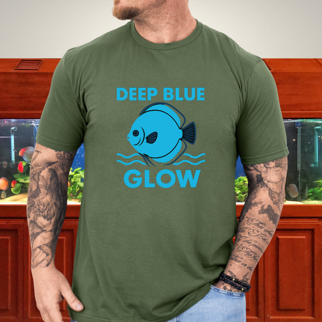 Deep Blue Glow Discus Fish Retro Tee
