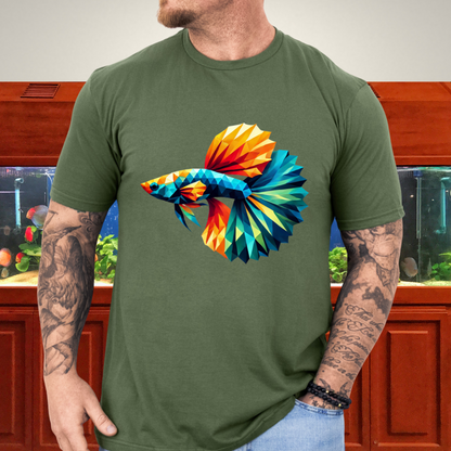 Geometric Guppy Fish T-Shirt – Polygonal Aquarium Style