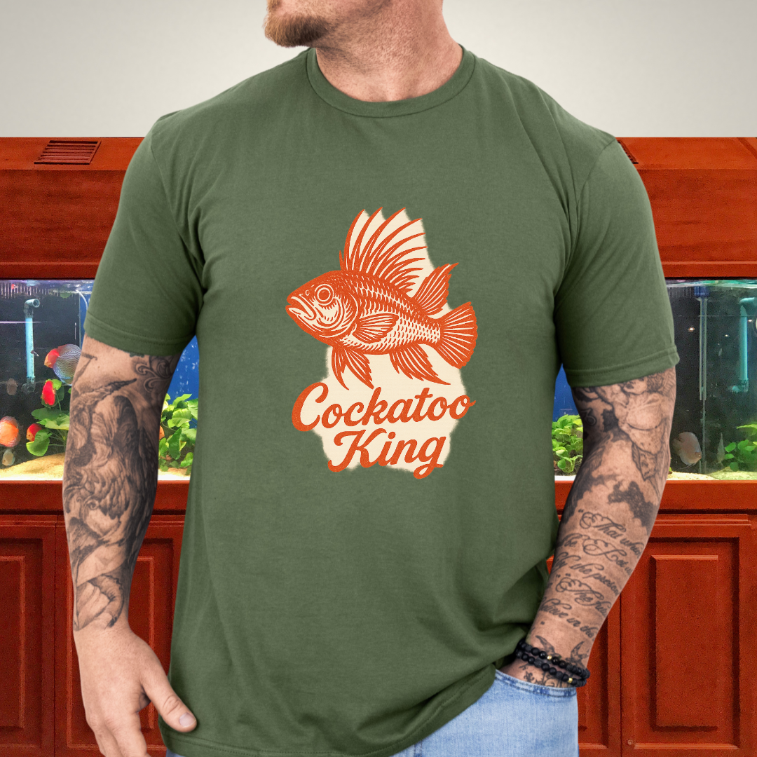Cockatoo King Tee – Retro Apistogramma Letterpress Design