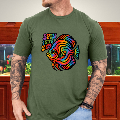 Rainbow Zen Discus Fish Tee – Psychedelic Aquarium Vibes
