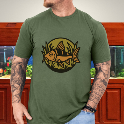 Corydoras Logo Shirt – Earthy Brown & Olive Badge Style