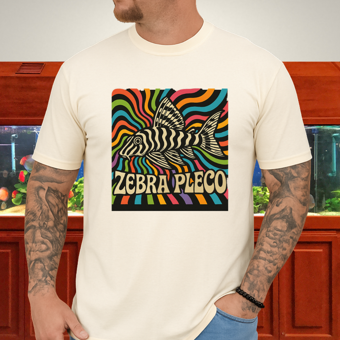 Zebra Pleco Tee – Psychedelic Rainbow Catfish Design