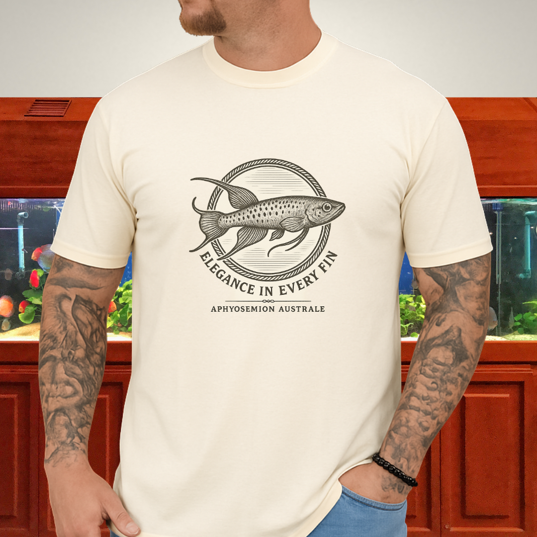 Elegance in Every Fin Tee – Lyretail Killifish Crest Design