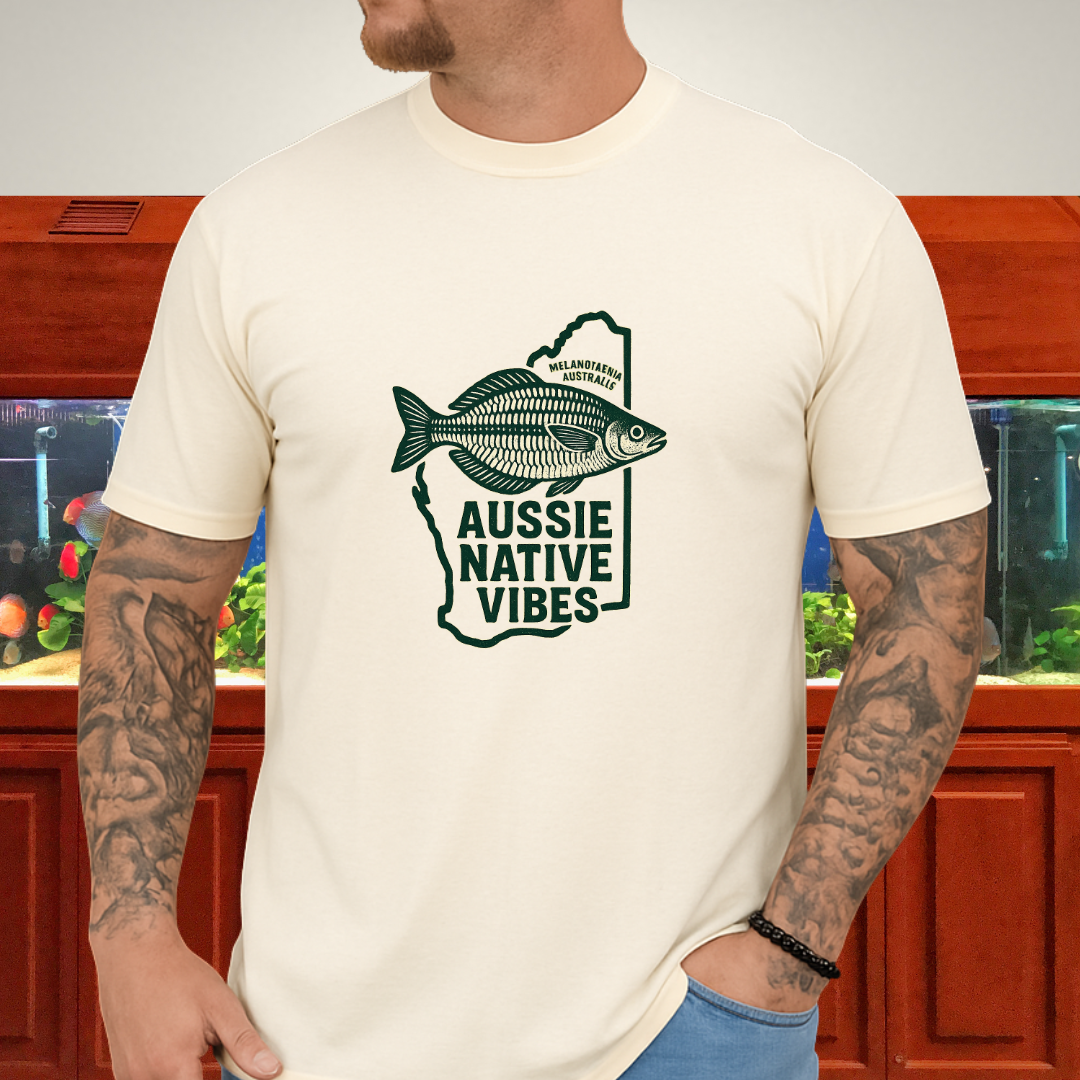 Aussie Native Vibes Tee – Western Rainbowfish Badge Design