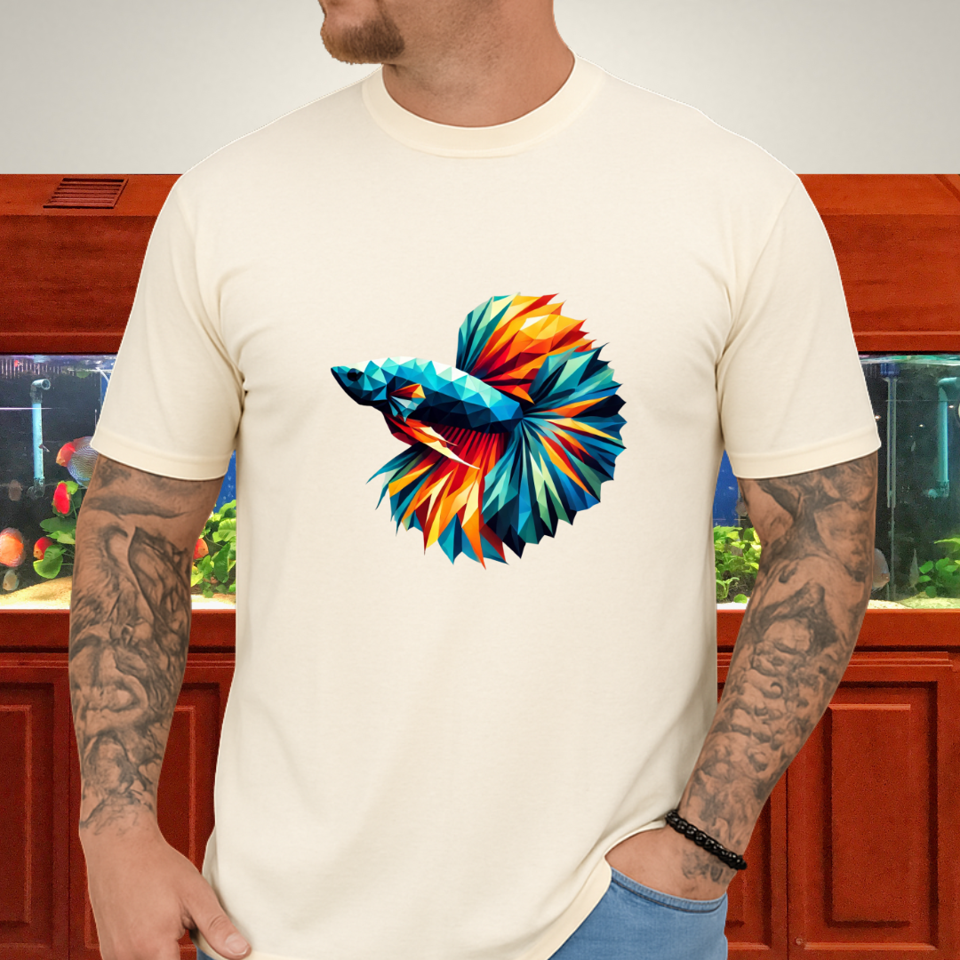 Geometric Betta Fish T-Shirt – Polygon Art Aquarium Style