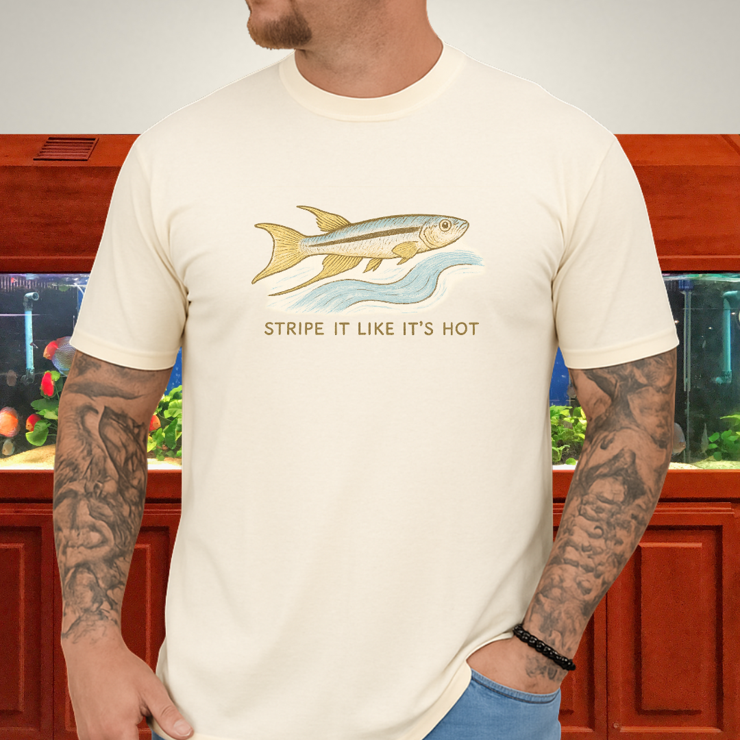 Stripe It Like It’s Hot Tee – Bivittatum Killifish Surreal Design