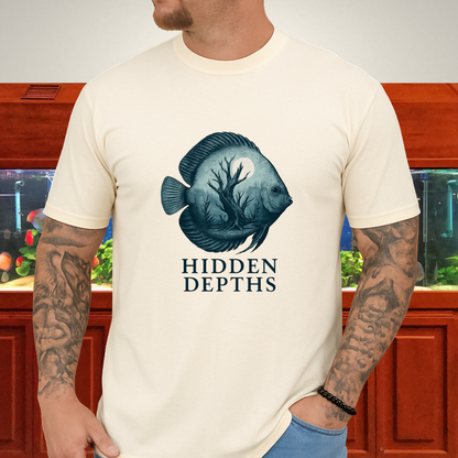 Hidden Depths Discus Tee – Surreal Aquarium Art Design