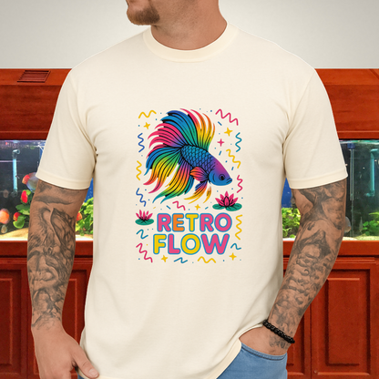 Retro Flow Betta Fish T-Shirt – 90s Neon Rainbow Design