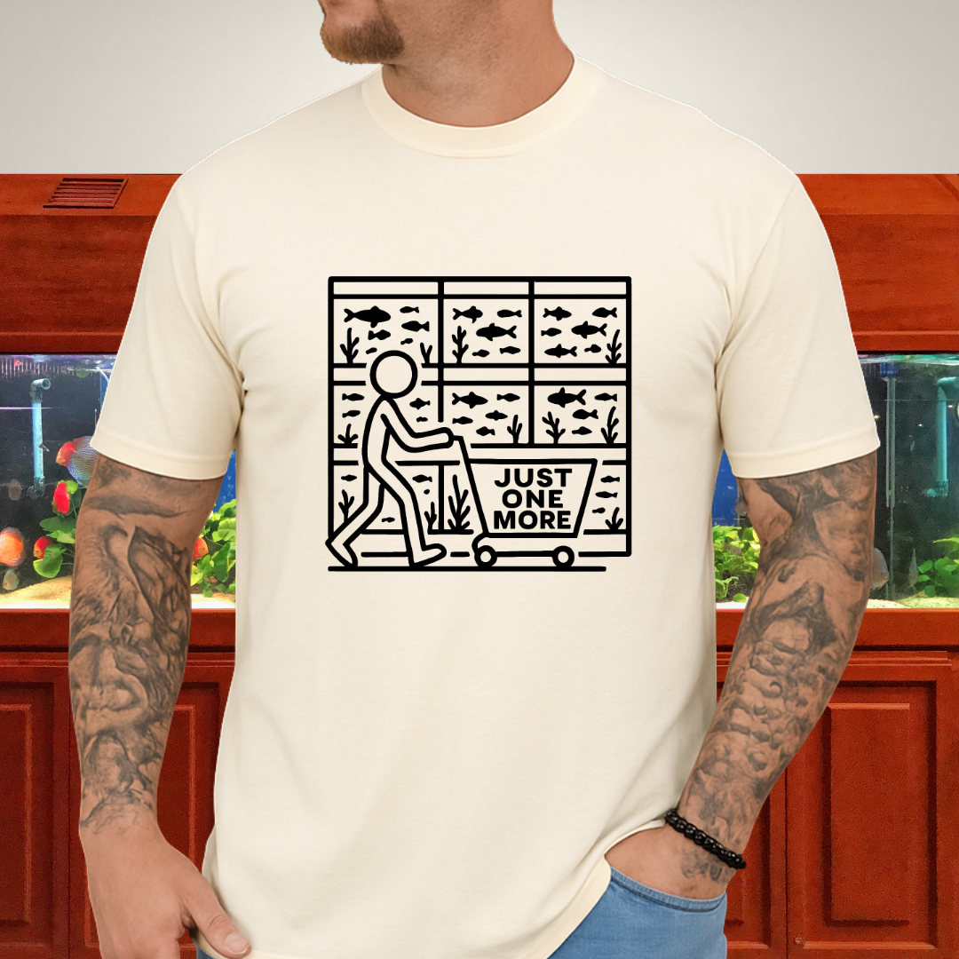One More Tank T-Shirt – Stick Figure Aquarium Hobby Humor