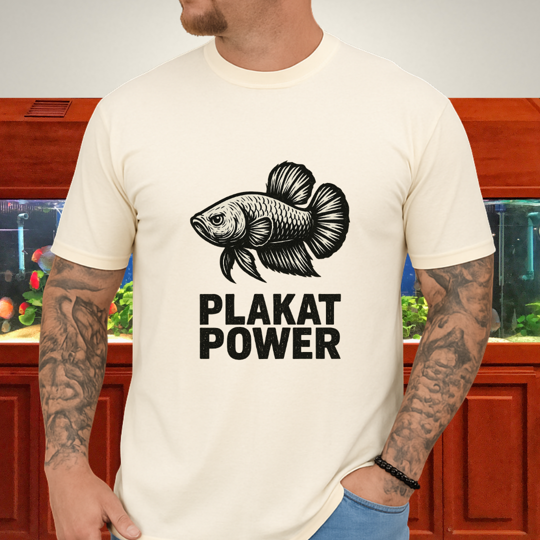 Gritty Plakat Power Betta Shirt – Linocut Style Fishkeeping Apparel