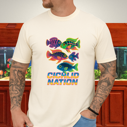 Cichlid Nation Tee – Neon 90s Arcade Aquarium Design