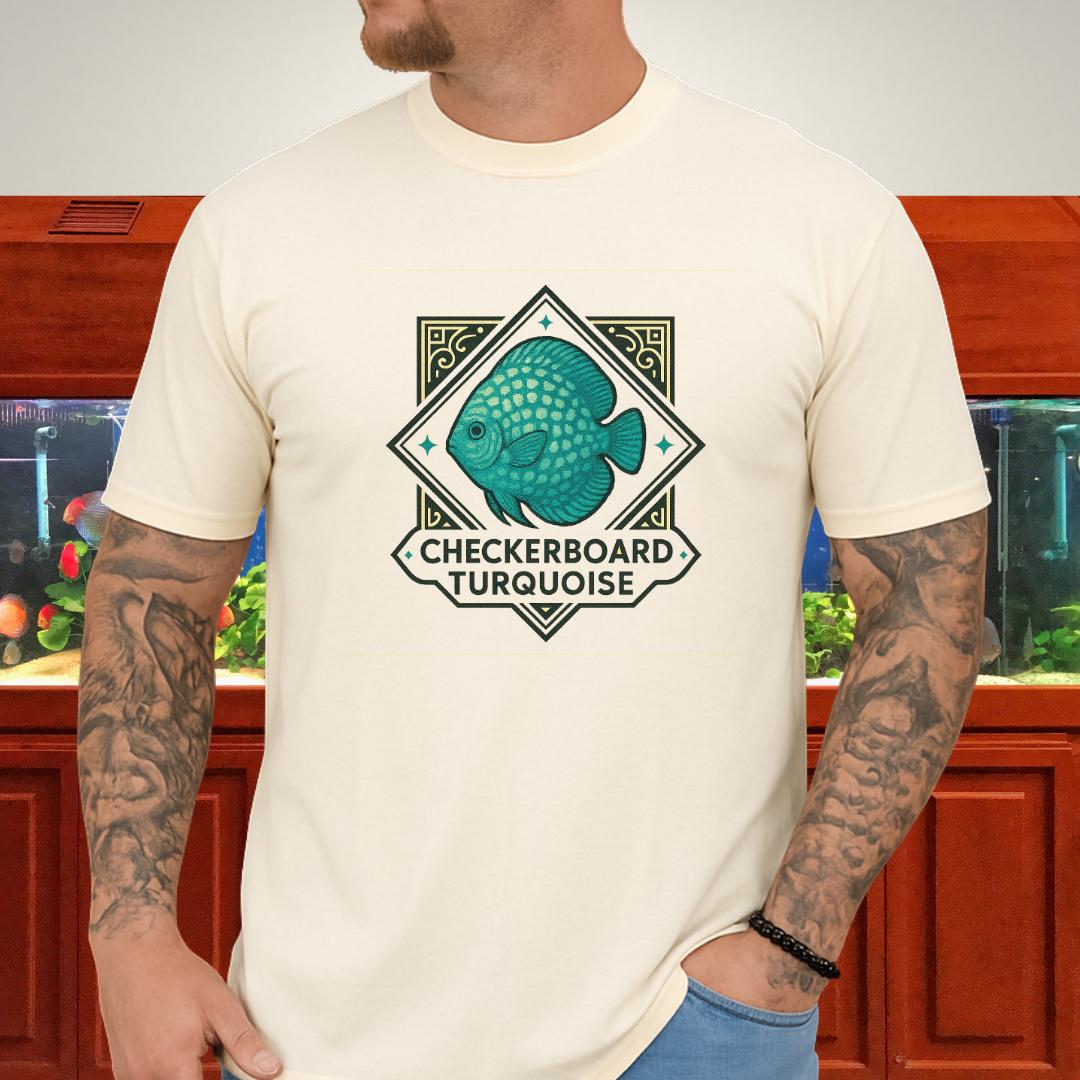 Checkerboard Turquoise Discus Nostalgia T-Shirt-T-Shirt-Fish &amp; Friends Tees