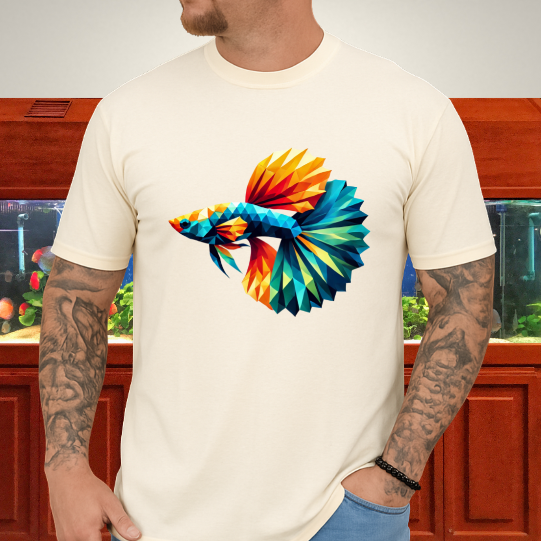 Geometric Guppy Fish T-Shirt – Polygonal Aquarium Style