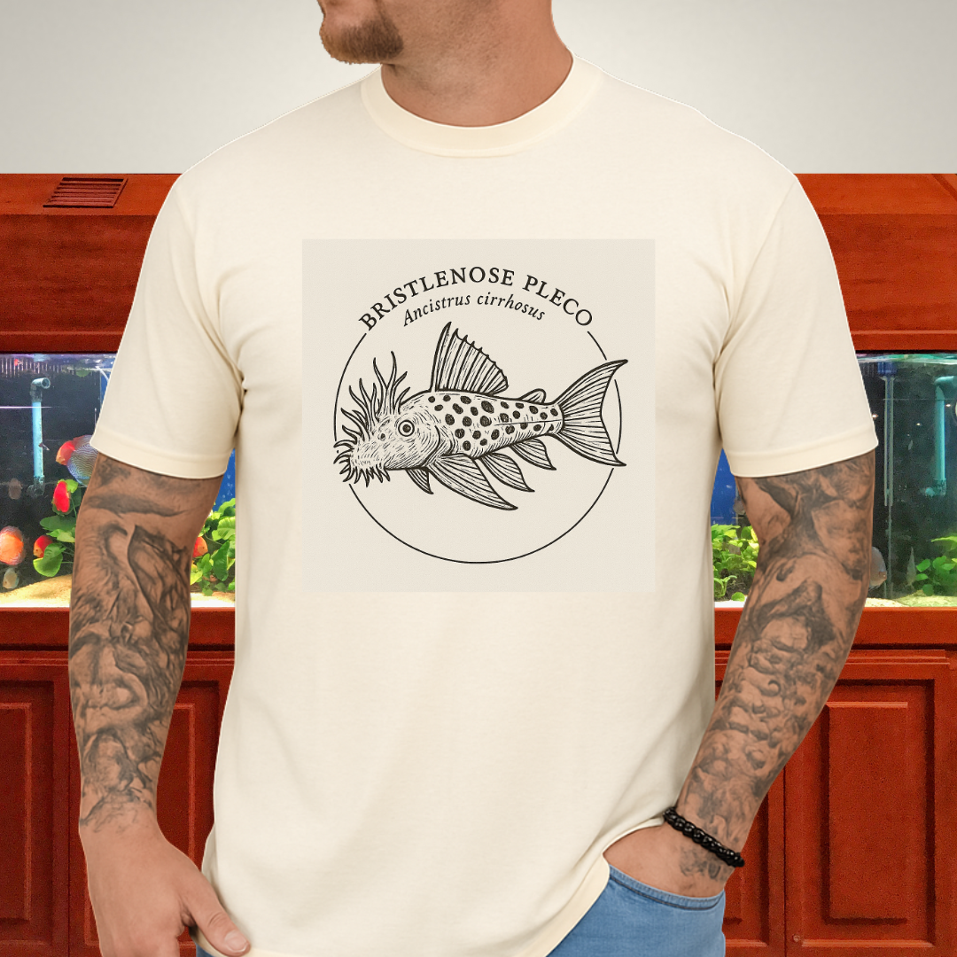 Bristlenose Pleco Tee – Monochrome Etching Style Design