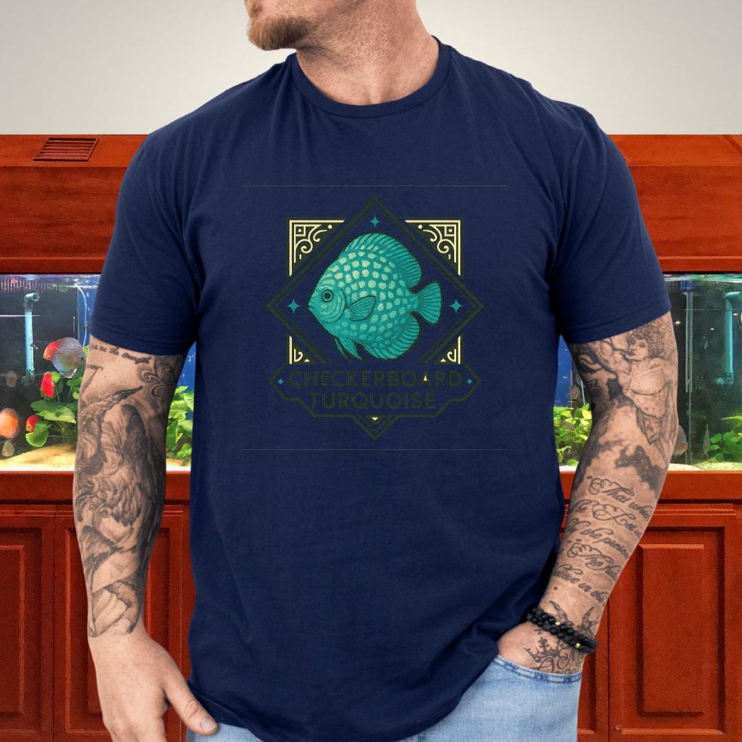Checkerboard Turquoise Discus Nostalgia T-Shirt-T-Shirt-Fish &amp; Friends Tees