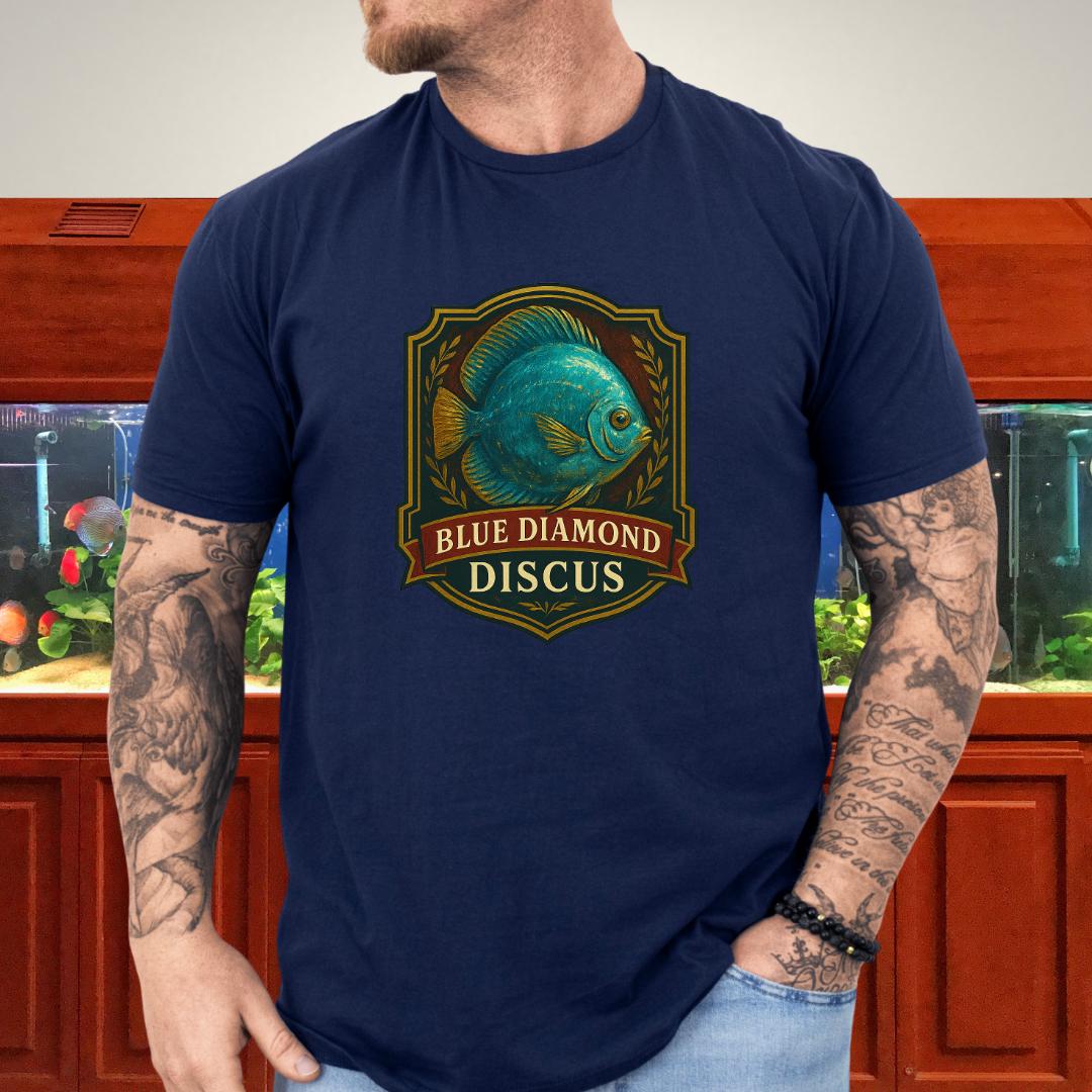 Blue Diamond Discus Retro Crest T-Shirt-T-Shirt-Fish &amp; Friends Tees