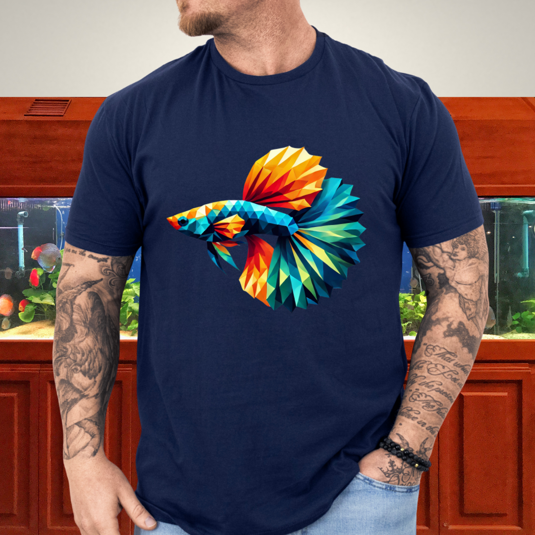 Geometric Guppy Fish T-Shirt – Polygonal Aquarium Style