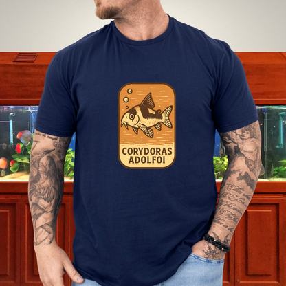 Retro Hover Tee – Corydoras Adolfoi Woodcut Style