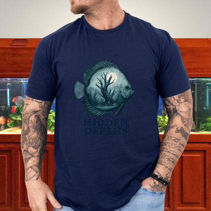 Hidden Depths Discus Tee – Surreal Aquarium Art Design