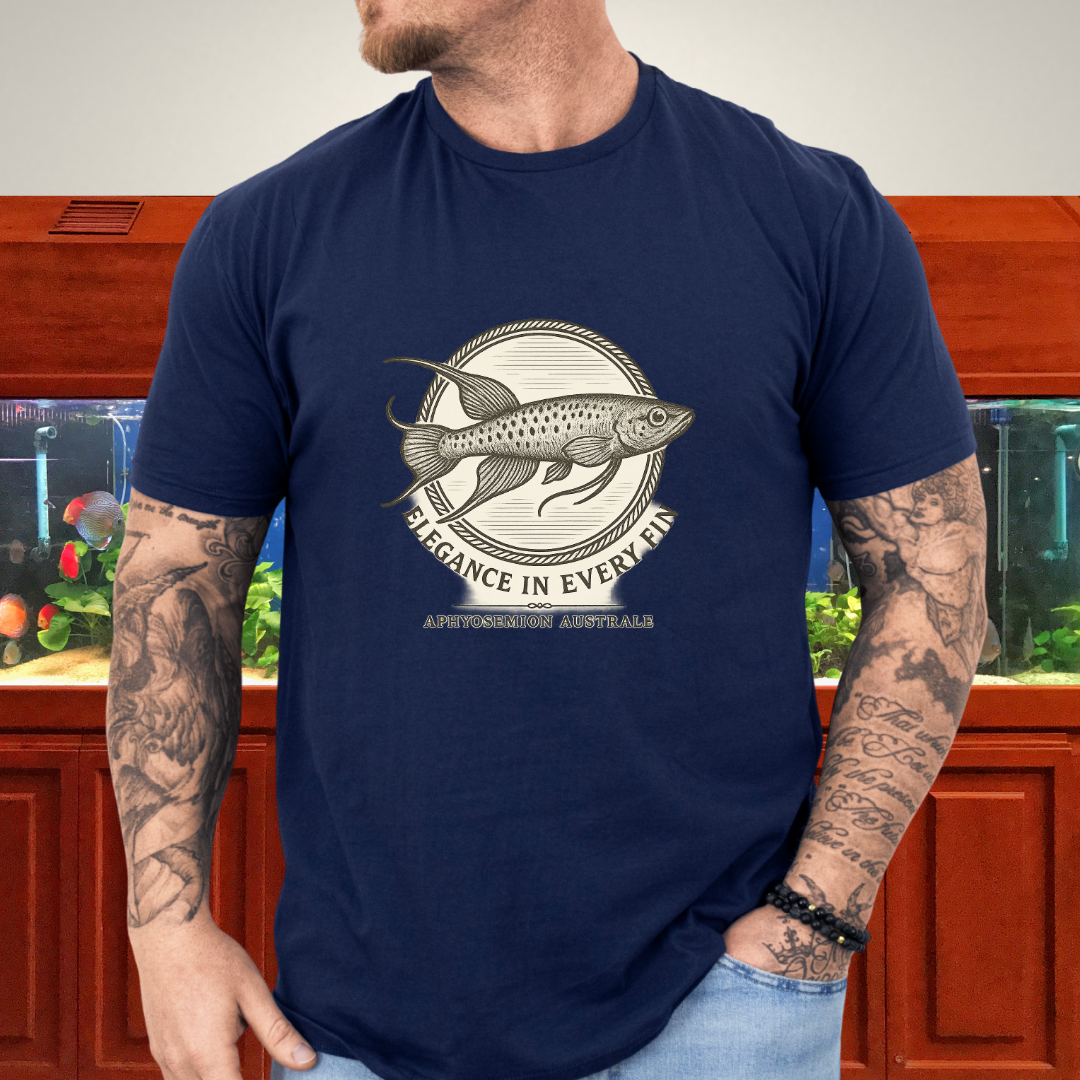 Elegance in Every Fin Tee – Lyretail Killifish Crest Design