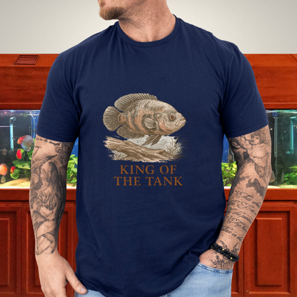 Oscar Fish T-Shirt – King of the Tank Sketch Design for Cichlid Aquarium Lovers