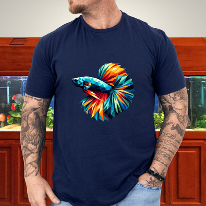 Geometric Betta Fish T-Shirt – Polygon Art Aquarium Style