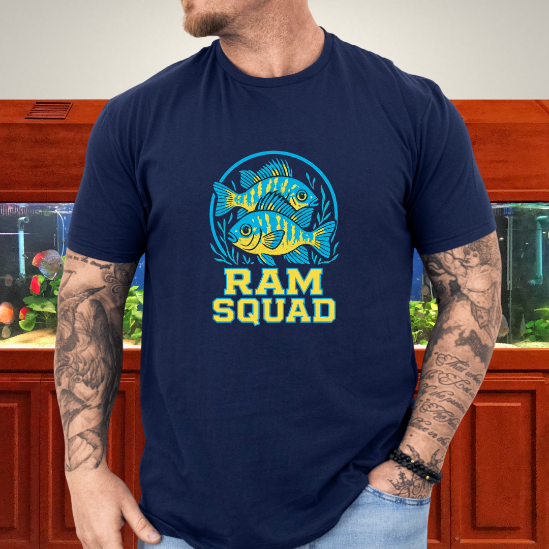 Ram Squad Tee – German Blue Ram Retro Sports Logo Design