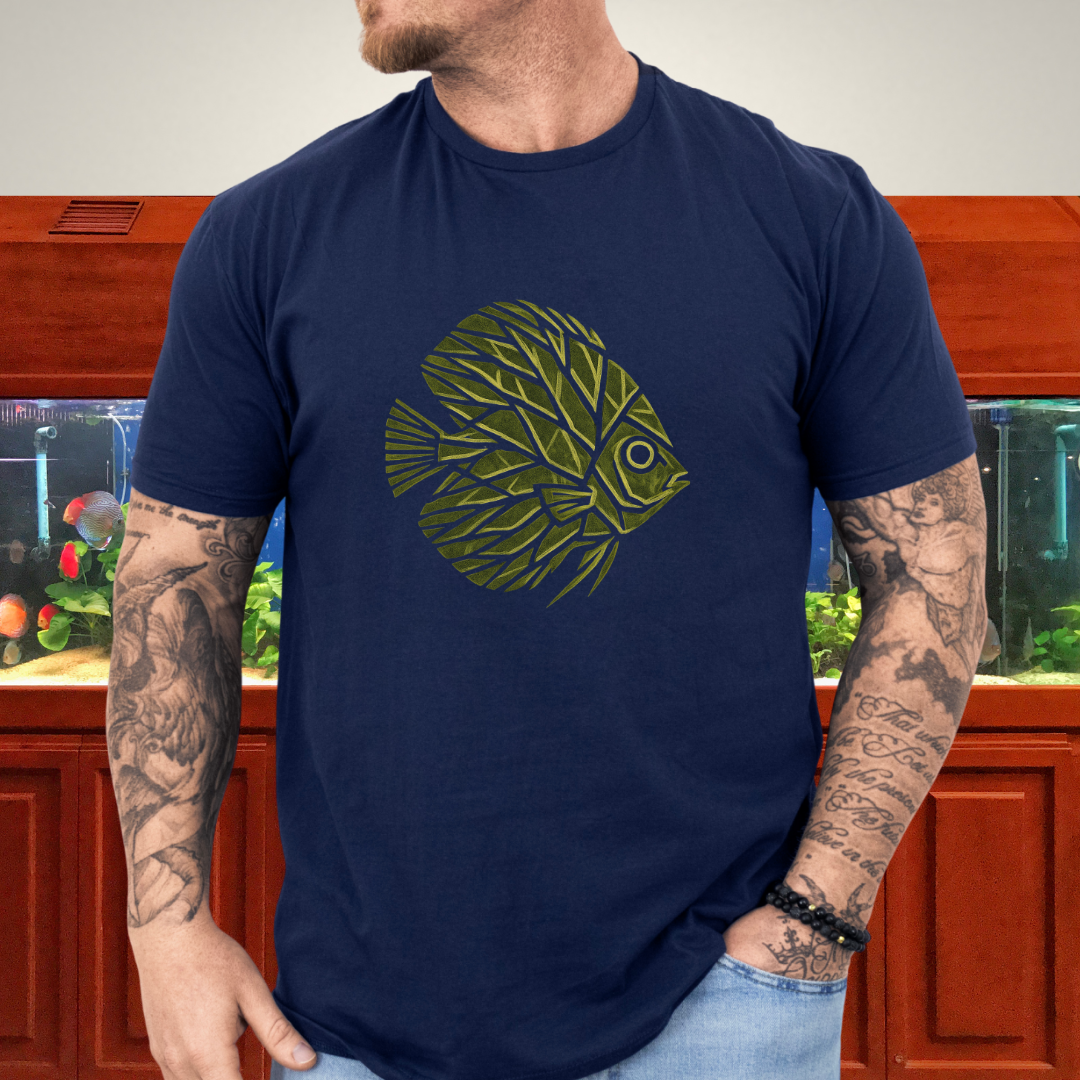 Leaf Vein Discus Tee – Modern Geometric Fish Design