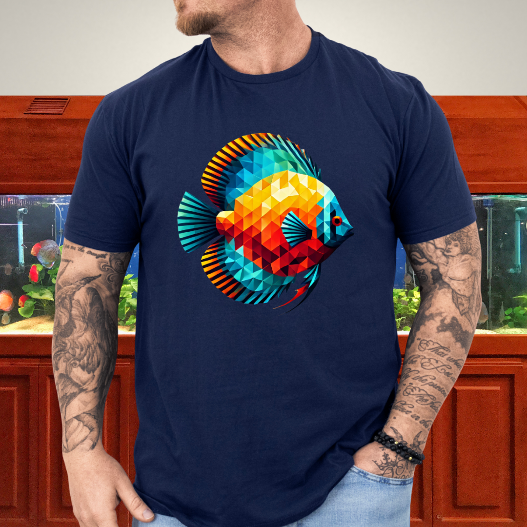 Geometric Discus Fish T-Shirt – Polygonal Aquarium Art