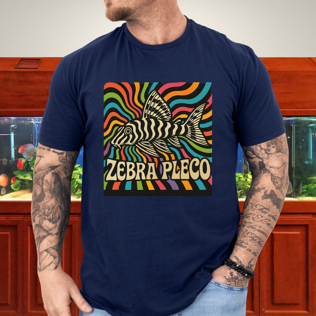 Zebra Pleco Tee – Psychedelic Rainbow Catfish Design